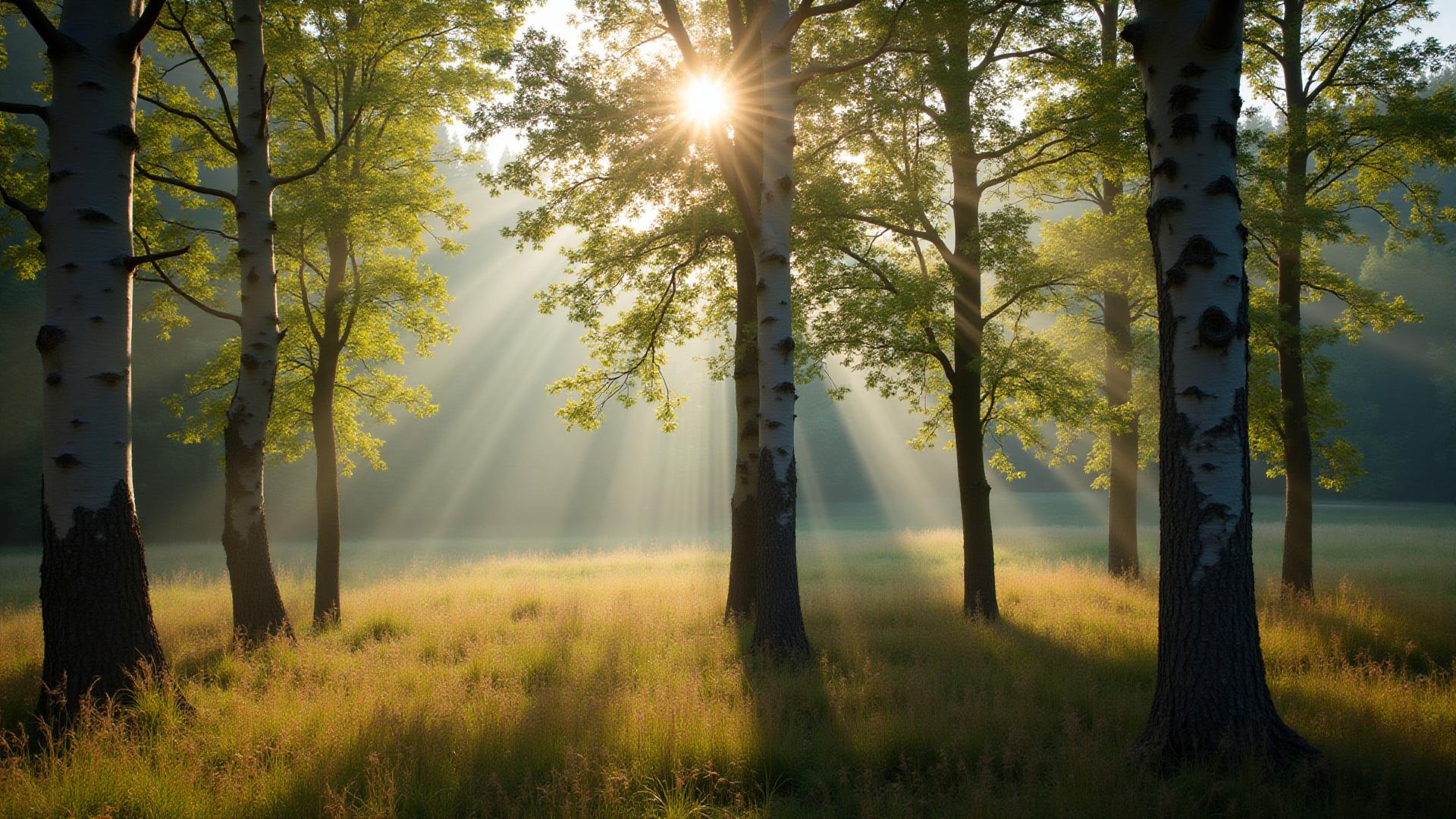 Serene morning light through aspen trees in Boulder, Colorado